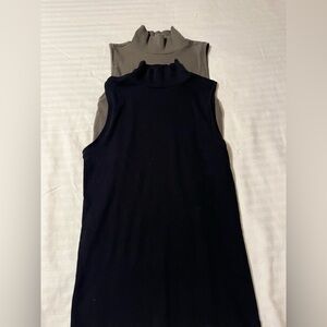Set of 2, LOFT, mock turtle-neck, sleeveless shirts. Army Green & Black. Size M.